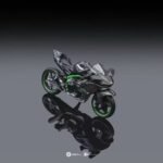 Kawasaki H2R 1:64 scale miniature die-cast motorcycle model in a window display box.