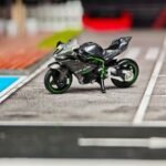 Kawasaki H2R 1:64 scale miniature die-cast motorcycle model in a window display box.