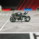 Kawasaki H2R 1:64 scale miniature die-cast motorcycle model in a window display box.
